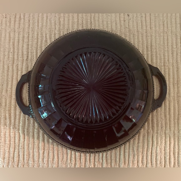 Cranberry Vintage Glass Bowl with Handles - Picture 2 of 6